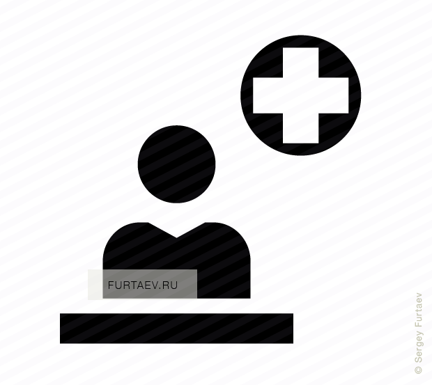 Vector icon of person sitting at desk in hospital registration office