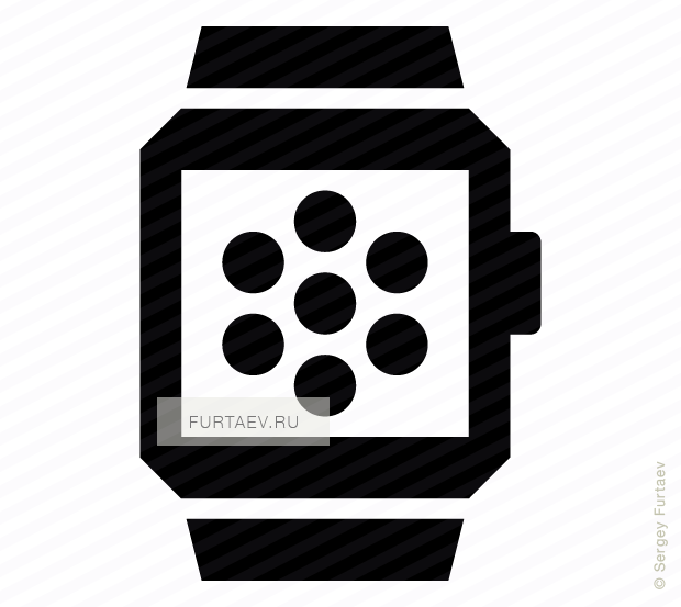 Vector icon of smart watch with applications on screen