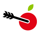 Arrow in apple vector icon