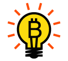 Bitcoin light bulb vector icon