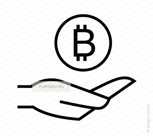 Vector icon of hand holding bitcoin