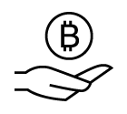 Bitcoin on hand vector icon
