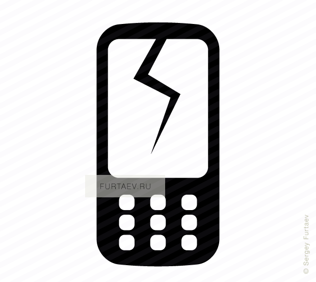 Vector icon of mobile phone with cracked screen