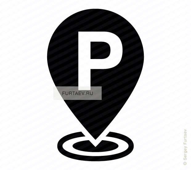 Vector icon of P sign on map marker