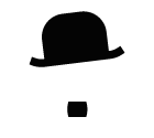 Vector icon of Charlie Chaplin hat and moustache