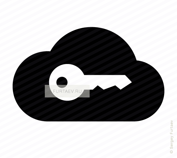 Vector icon of key over cloud