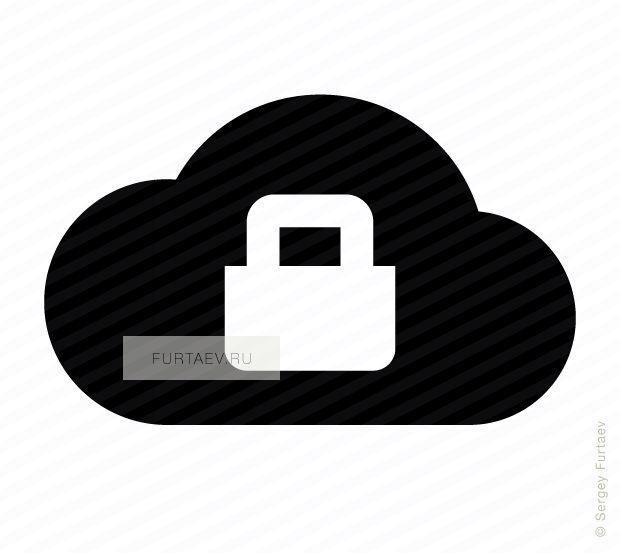 Vector icon of closed padlock over cloud
