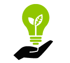 Ecology light bulb on hand vector icon
