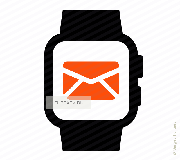 Vector icon of smart watch with envelope on screen