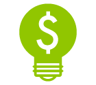 Vector icon of light bulb with dollar sign inside