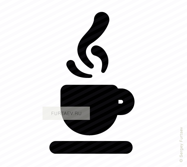 Vector icon of aroma coffee in small cup on saucer
