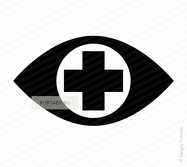 Vector icon of eye with cross in pupil
