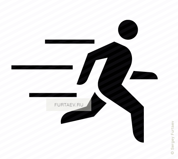 Vector icon of running male person with motion lines behind him