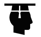 Vector icon of male profile with square academic cap