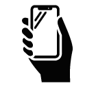 Hand holding phone vector icon