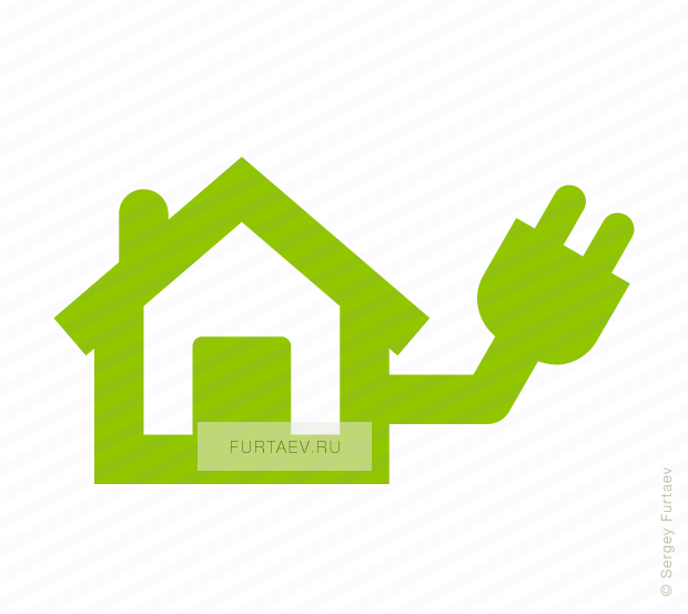 Vector icon of house with power plug