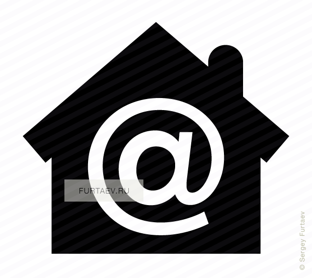 Vector icon of house with at sign inside