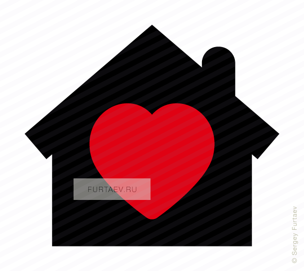 Vector icon of heart over house