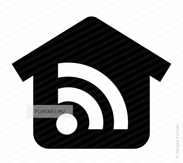 Vector icon of house with Wi-Fi signal sign inside
