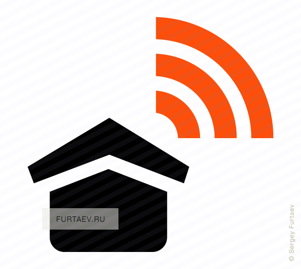Vector icon of house with Wi-Fi signal