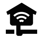 Vector icon of house with Wi-Fi signal sign inside connected to network