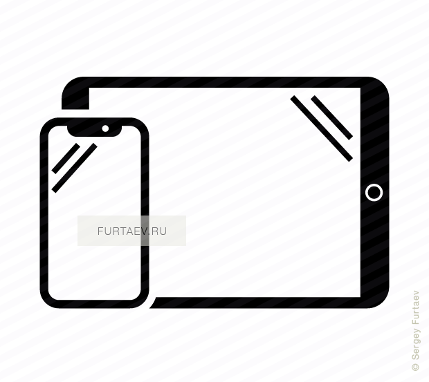 Vector icon of vertical smartphone and horizontal tablet computer by Apple