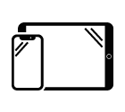 Vector icon of vertical smartphone and horizontal tablet computer by Apple