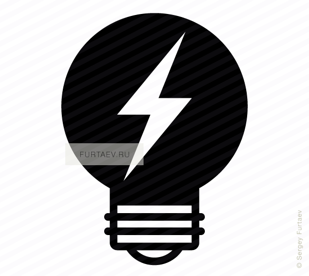 Vector icon of electric lamp with lightning bolt inside