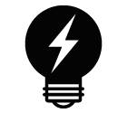 Vector icon of electric lamp with lightning bolt inside