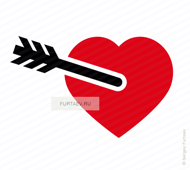 Vector icon of arrow in heart