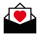 Vector icon of opened envelope with heart inside