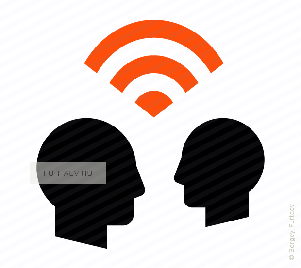 Vector icon of signal between two male profiles