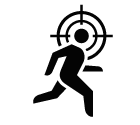 Man running under crosshair vector icon