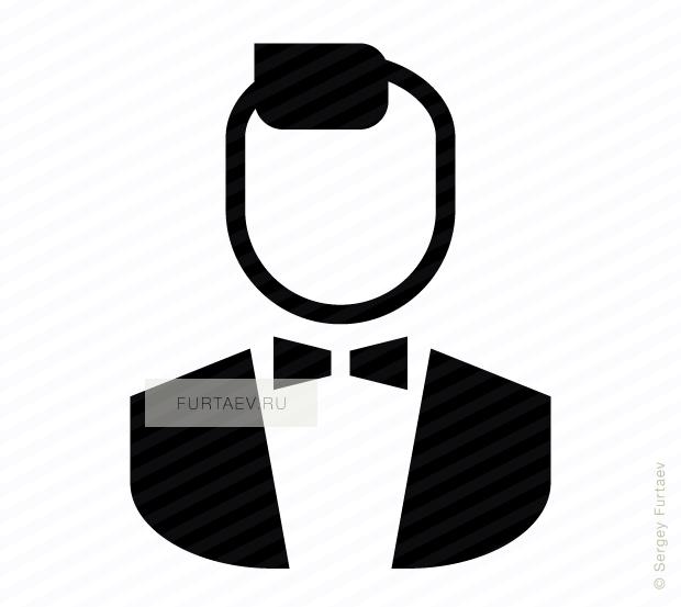 Vector icon of male person in tailcoat with bow tie