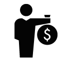 Man with money bag vector icon
