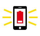 Mobile phone flat battery vector icon