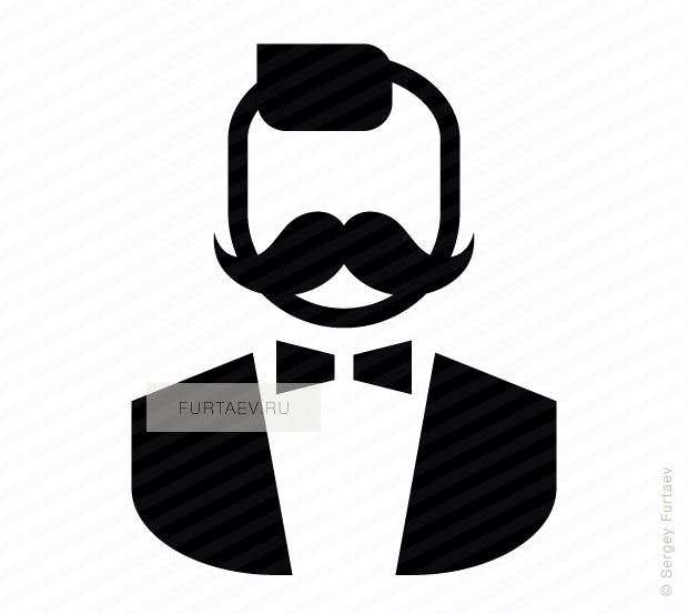 Vector icon of stylish man with moustache and bow tie