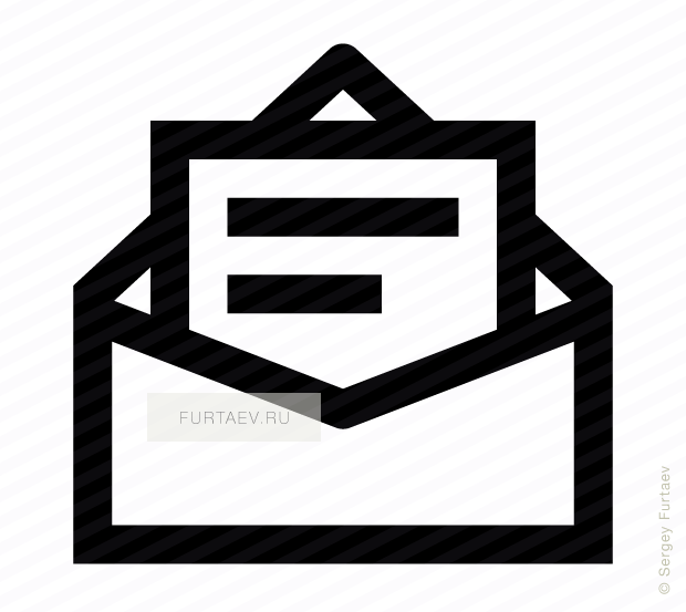 Vector icon of opened envelope with text page inside