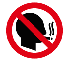 Vector icon of prohibitory sign with male person profile smoking cigarette inside