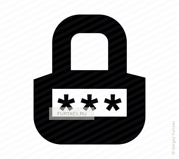 Vector icon of padlock with pin code