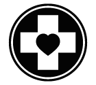 Vector icon of heart inside cross against circle