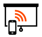 Vector icon of smartphone connected to projector via Wi-Fi