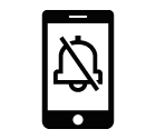 Vector icon of mobile phone with crossed out bell on screen