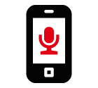 Vector icon of mobile phone with microphone on screen