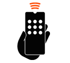 Remote control in hand vector icon