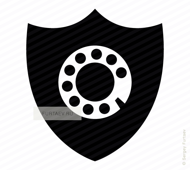 Vector icon of rotary dial on shield