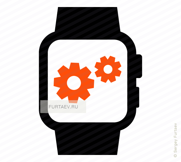 Vector icon of smart watch with gears on screen
