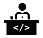 Software developer workspace vector icon