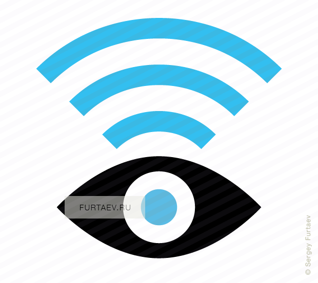 Vector icon of eye with Wi-Fi signal