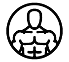 Vector icon of bodybuilder against circle